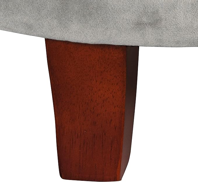 HomePop by Kinfine Fabric Upholstered Round Storage Ottoman - Velvet Button Tufted Ottoman with Removable Lid, Light Gray Small