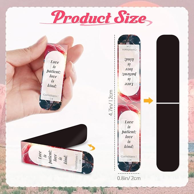 Bible Verse Magnetic Bookmarks, 50 Pcs Inspirational Scripture Christian Book Marks for Religious Prayer, Magnet Book Marker Clips Gifts for Kids Women Men Teacher Student Reading Lovers