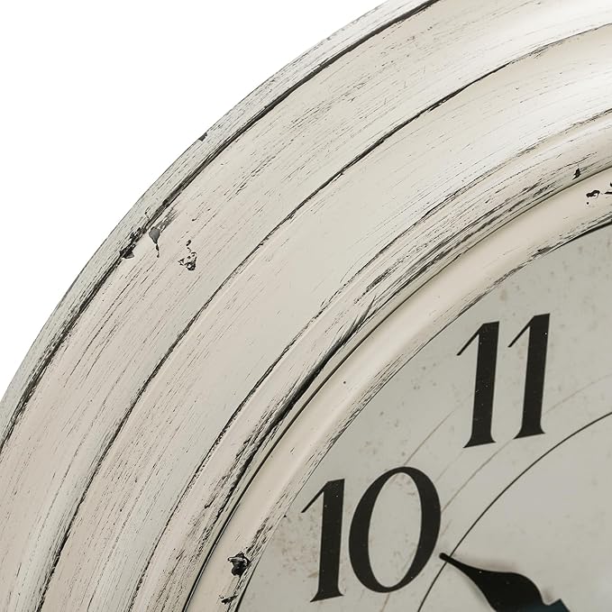 Peohud Silent Wall Clock, 12 Inch Vintage Non Ticking Quartz Battery Operated Round Clock, Rustic Wall Clock for Living Room Kitchen Home Office Classroom School