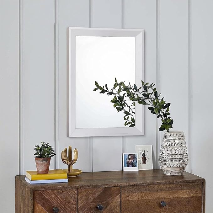 AAZZKANG Rectangular Wall Mirror Decorative Wood Framed Mirrors for Farmhouse Bedroom Bathroom Living Room Entryway Hanging Home Decor Small