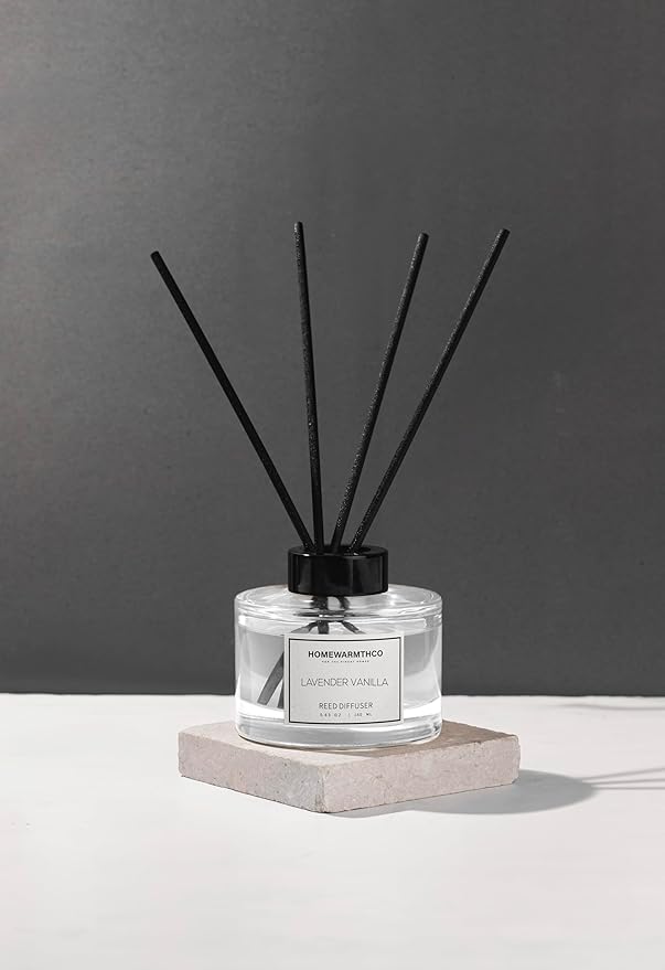 Lavender Vanilla Reed Diffuser Set - Luxury Fragrance Reed Diffusers for Home, Office & Bathroom Décor - Long-Lasting Scent with Non-Toxic Oils (5.63 oz)