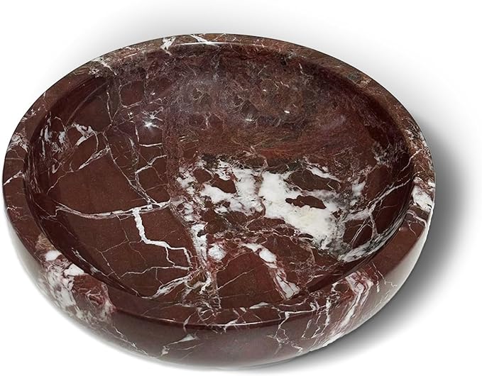 Large Decorative Marble Bowl, 7.87 inches,Natural Stone Round Bowl for Home Decor, Fruit, Nuts, Jewelry tray,Coffee Tables Centerpiece, Soap Serving (Purplered-7.87inch)
