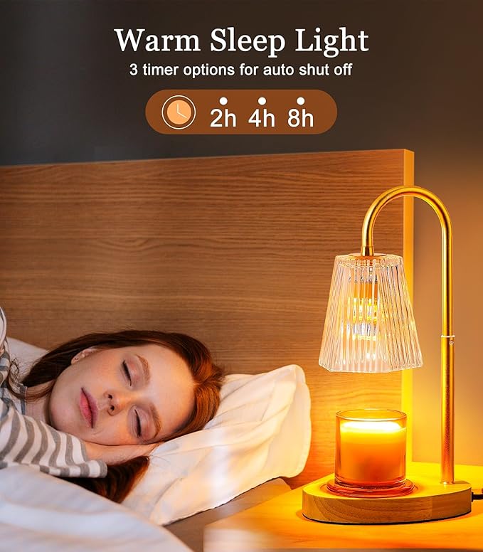 Warmer Lamp for Jar Candles With Timer - Electric Burner Lantern Melter Light - Glass Lamps With Adjustable Height