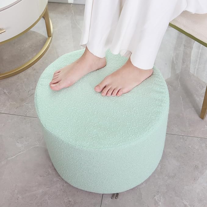 Asuprui Supportive Boucle Pouf Ottoman and Foot Rest Elevate Your Living Room Decor with Lightweight Pouf Filler Modern Foam Stuffed Poof Perfect to Rest Your Feet Sage Green
