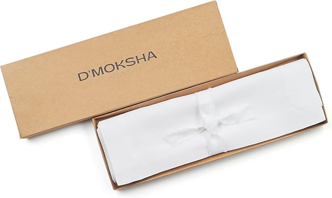 D'Moksha Homes Linen White Placemats Set of 4-100% Pure Linen Placemats 14 x 19 Inch for Summer - Handcrafted and Machine Washable