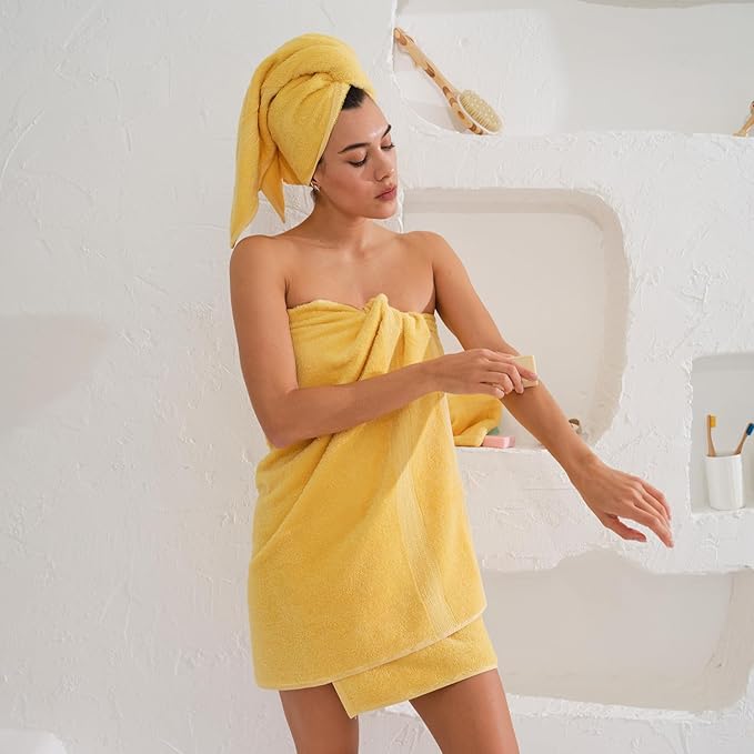 HOMELOVER 6 Piece Towel Set - 100% Organic Cotton 2 Bath Towels & 4 Hand Towels - 500 GSM, Hotel & Spa Quality, Soft, Quick Dry, Highly Absorbent Bathroom Essentials (Lemon Yellow)