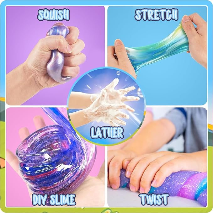 Bath Slime Kids Soap Bath Toy, Blue Heelers Bath Bombs for Kids, Bath Bombs with Surprise Inside, Slime Kit Kids Bath Bombs Rich in Natural Essential Oils for Dry Skin Moisturize, Gifts Card for Kids