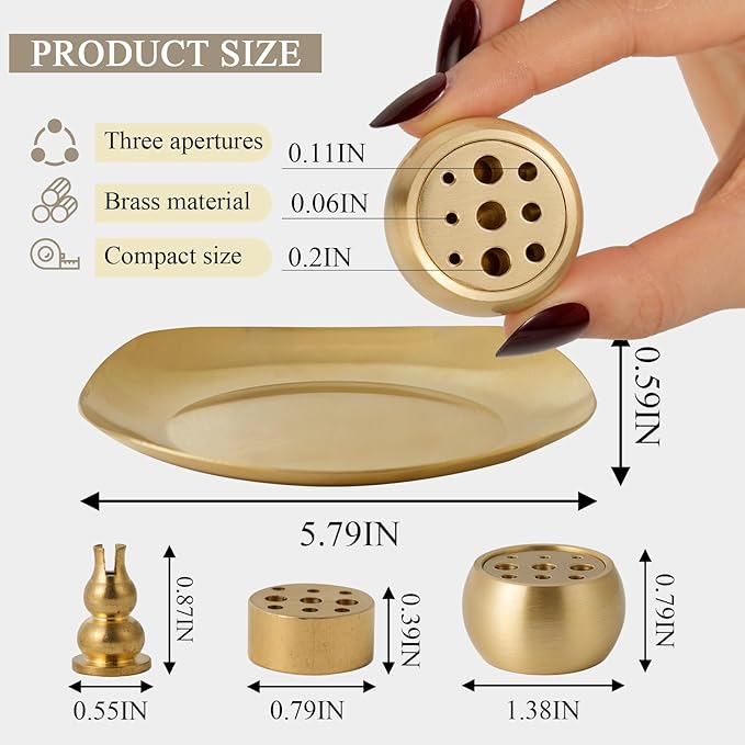 Brass Incense Holder for Sticks, Coil, Cone, Sage, Palo Santo, Yoga & Meditation