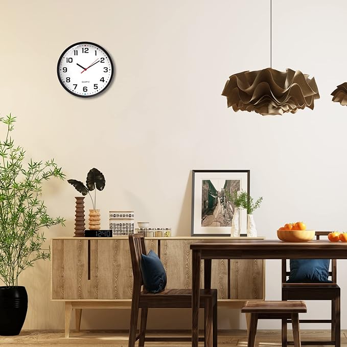 Wall Clock 9 Inch Battery Operated Silent Non-Ticking Wall Clock Modern Quartz Design Decorative Indoor Kitchen Office