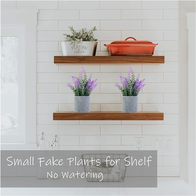 CADNLY Artificial Lavender Plant in Pots - Faux Lavender Flowers Decor – Fake Flowers Purple Decor Plant Potted Bathroom Bedroom Kitchen Farmhouse Home 2 Pack