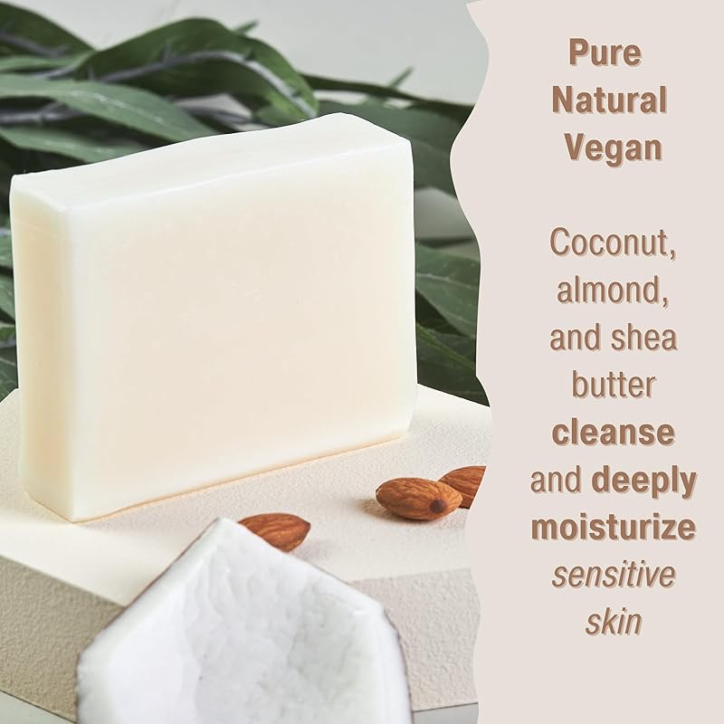 Unscented Soap (4-pack) | Fragrance Free Soap | Sensitive Skin Soap | All Natural Bar Soap for Women & Men | Natural Soap Bar | Body Soap Bars | Bath Soaps | Handmade Soap | Coconut Soap | Moisturizing Bar Soap | Vegan Non Toxic Bar Soap