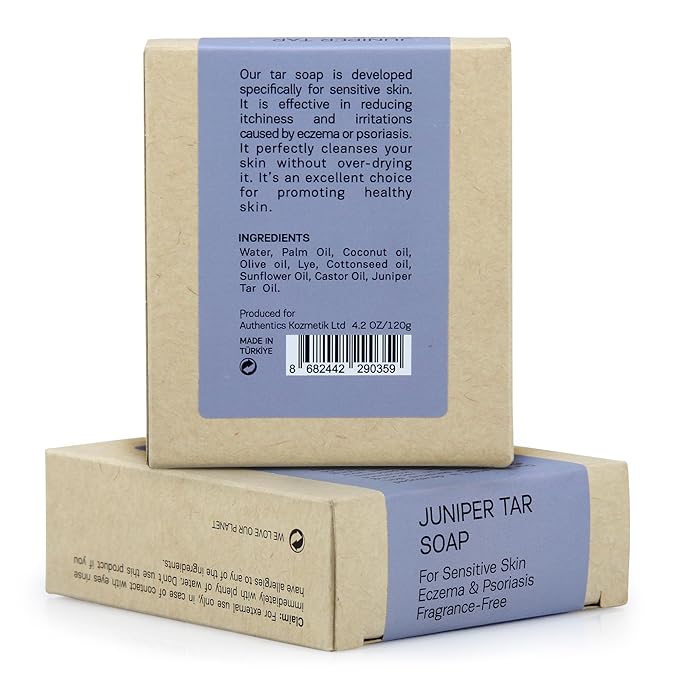 AUTHENTIC BATH & SOAP - Juniper & Pine Tar Soap Bar (2-Pack) | Handmade with Organic Pine, Coconut & Olive Oils | Vegan, Sulfate-Free, for Sensitive & Eczema-Prone Skin, 4.2 oz Each