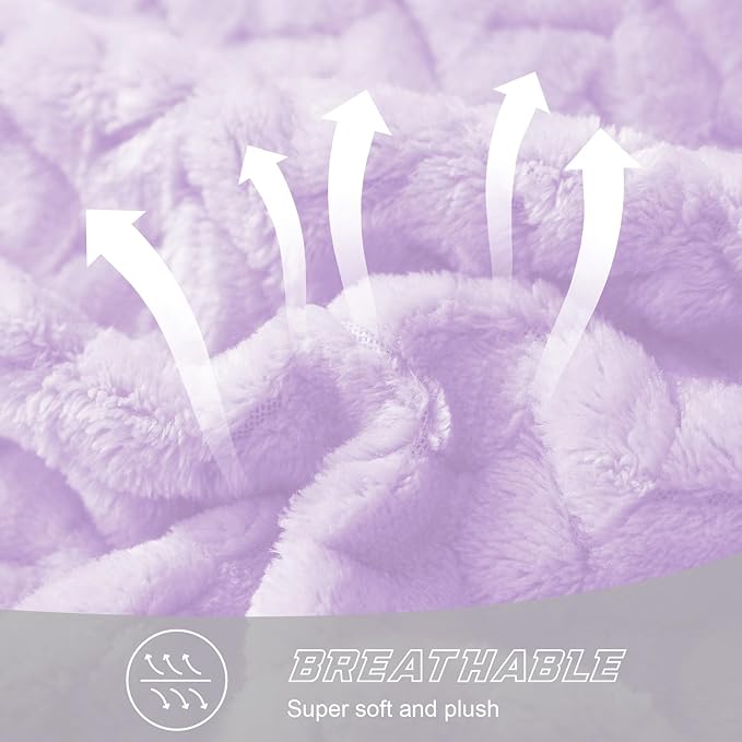 Exclusivo Mezcla Lilac Purple Fleece King Size Blanket for Bed, 90x104 Inches Soft Cozy Jacquard Flannel Blankets, Lightweight Fuzzy Plush Warm for All Seasons