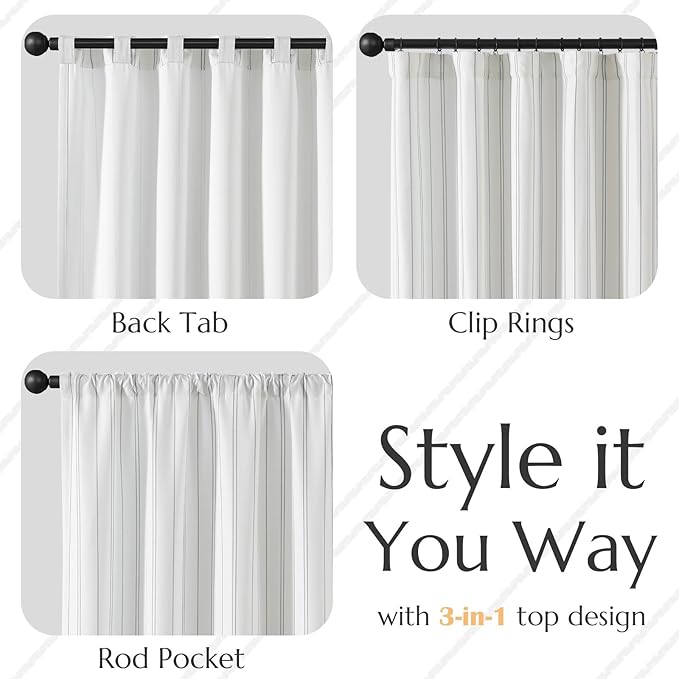 Jinchan Grey and White Striped Curtains 96 Inches Long for Living Room Bedroom - Pinstripe Privacy Light Filtering Rod Pocket Modern Window Curtain Set 2 Panels