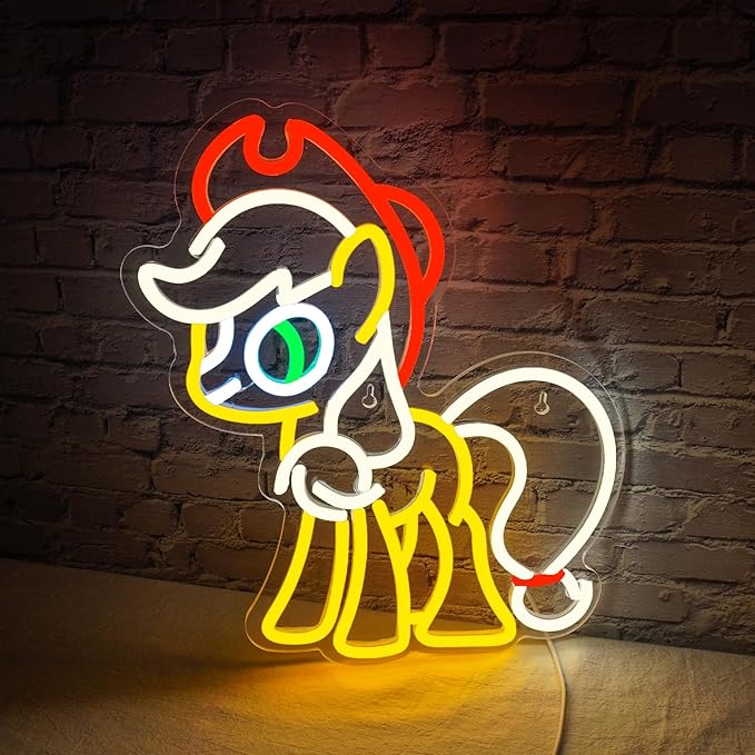 Neon Signs for Wall Decor, Led Sign for Wall, USB Powered Anime Neon Lights for Girls Bedroom, Kawaii Horse Light Up Sign for Boy Game Room Decor,Dimmable LED Neon Light Sign Cartoon