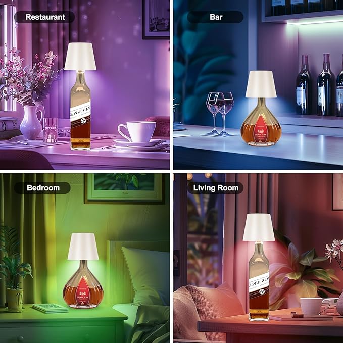 2025 New Wireless Bottle Lamp,RGB LED Bottle Light with Remote Dimmable(RGB White, 1pc)