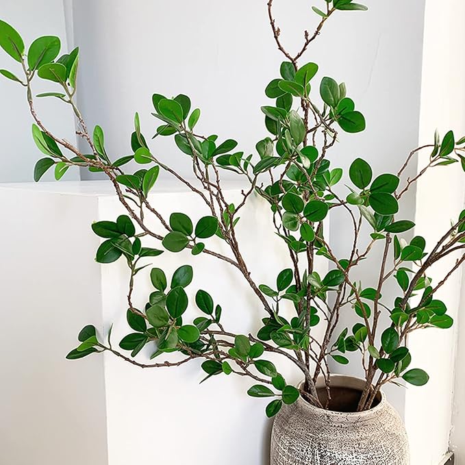Melorca&Guilla Artificial Plants,3PCS 43.3" Green Faux Branches for Vase,Artificial Plants & Flowers Faux Greenery Stems Fake Plants for Shop Garden Office Home Décor