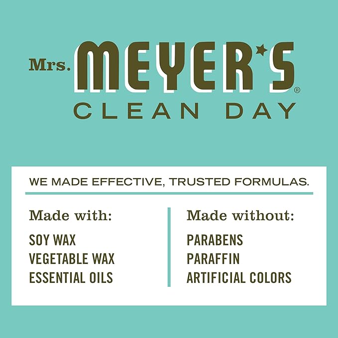 MRS. MEYER'S CLEAN DAY Soy Tin Candle, 12 Hour Burn Time, Made with Soy Wax and Essential Oils, Basil, 2.9 oz