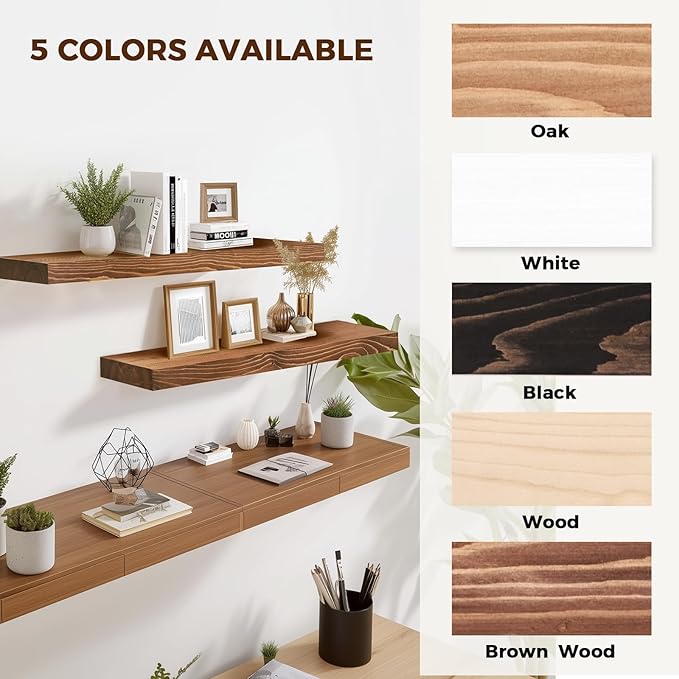 36x8x1.6 inch Floating Shelves Set of 2 – Solid Wood Rustic Brown Wall Mounted Shelf for Kitchen, Bathroom, Living Room