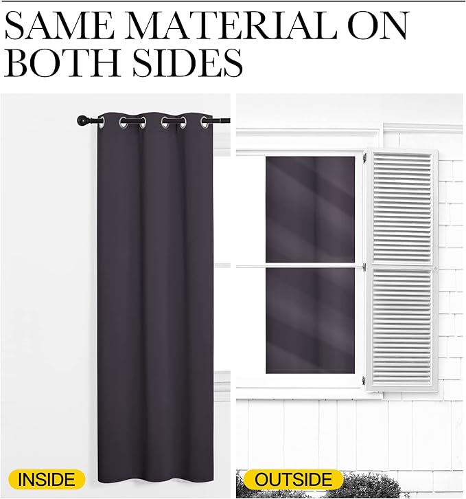 NICETOWN Blackout Curtains & Drapes for Bedroom, Greyish Purple, W34 x L48, Set of 2, Triple Weave Grommet Top Thermal Insulated Light Blocking Panels for Bathroom/Living Room