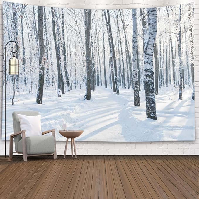 EMMTEEY Winter Birch Tapestry, 80X60 Wall Art for Bedroom, Dorm, Living Room