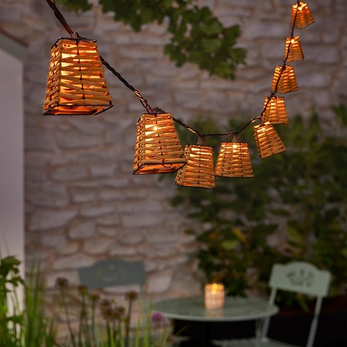 Outdoor-String-Lights-Waterproof, Boho String Lights for Patio, Garden, Porch, Balcony, Gazebo Decorative (Rattan)