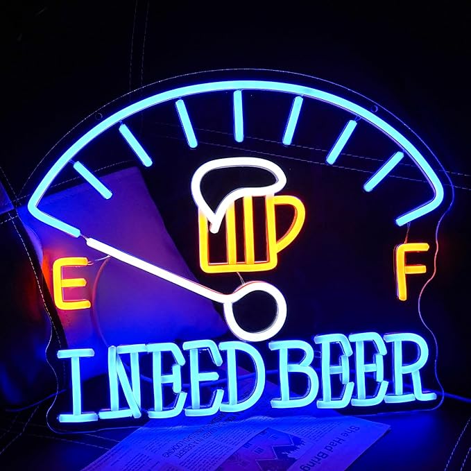 I Need Beer Neon Sign for Wall Decor Beer Neon Light Dashboard LED Neon Sign Beer Foam LED Neon Light for Bedroom Bar Wine Cellar Restaurant Hotel Decoration(16.1"*12.9")