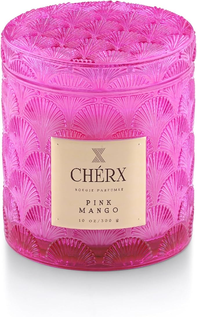 Soy Wax Glass Bowl Candle, 20-25 Hours Burn Time, Natural Essential Oils, Calming Ambiance (Jar, Pink Mango)
