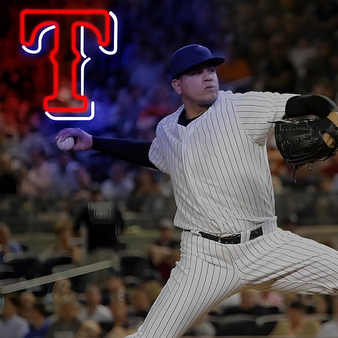 Baseball Neon Sign for Wall Decor Rangerse Baseball LED Light Up Sign Baseball Wall Decor Sports Neon Lights for Club Bedroom Man Cave Bar Sports Gifts for Men Boys Fans,Size 14.6 * 12.8 in(FMXD148)