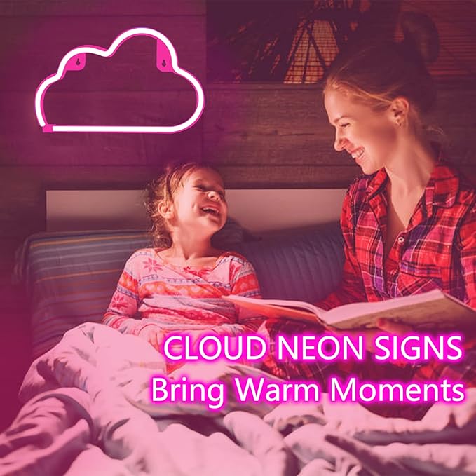 LED Cloud Neon Light for Wall Decor, Battery or USB Powered Cloud Sign Shaped Decoration Wall Lights for Bedroom Aesthetic Teen Girl Kid Room Christmas Birthday Wedding Party Pink