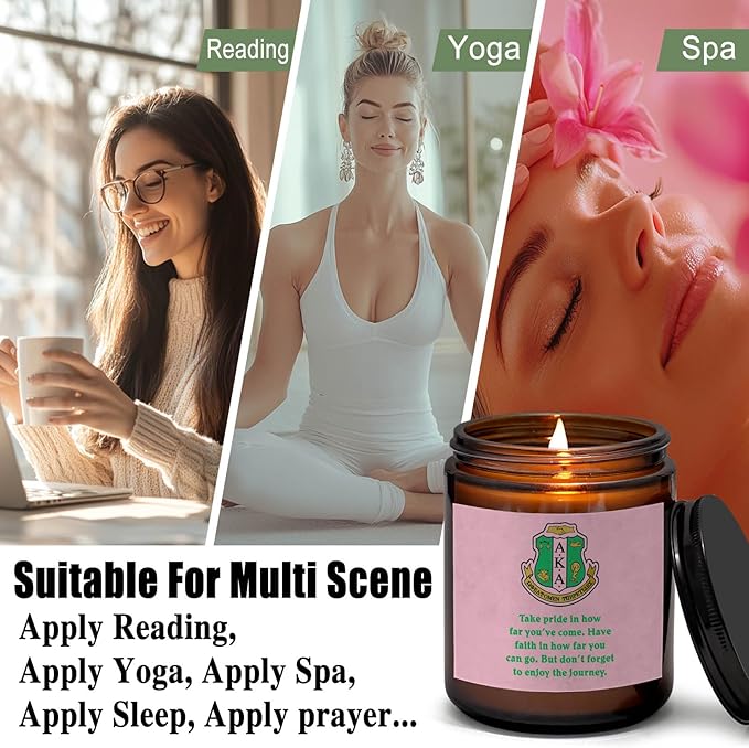AKA Sorority Gifts Scented Candle for Women Girl,1908 Pink Green 7oz Candles, Inspirational Birthday Christmas Gifts for Sister Friends (Take Pride)