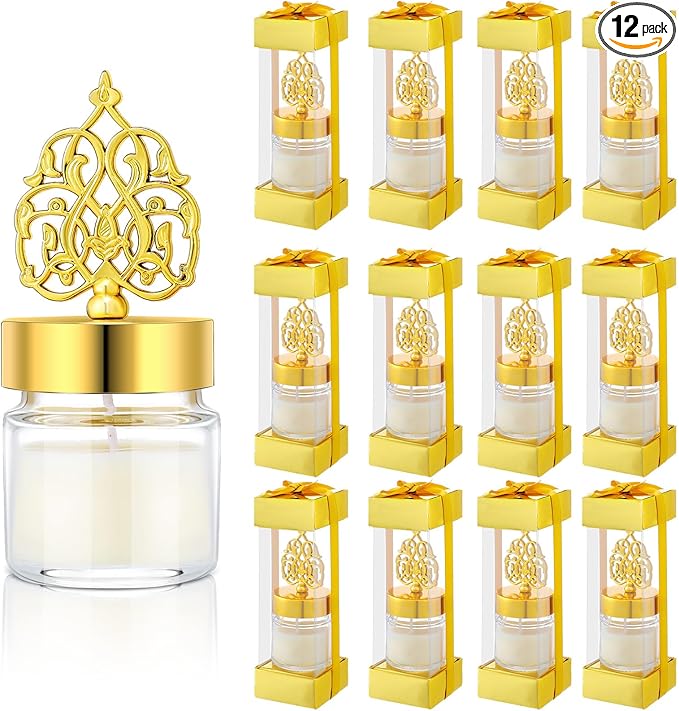 Hoolerry 12 Pcs Ramadan Candle Eid Mubarak Gift Set Muslim Islamic Candles Gift Bulk Ramadan Decor Scented Lavender Candles Muslim Night Light Favors or Eid Islamic Home Decor