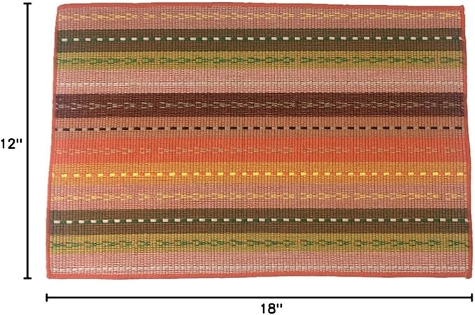 WAZAIGUR Hand Woven with 100% Cotton Placemats Colorful Placemats Braided Ribbed Durable Heat-Insulation Table Mats Set of 6,Orange