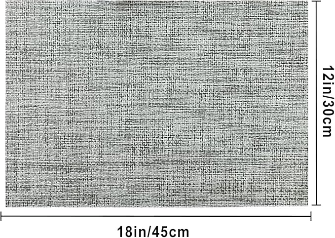 DACHUI Placemats Set of 4, Linen Look Woven Place Mats, Water Resistant, Heat Resistant, Washable, Durable Table Mats (Light Grey)