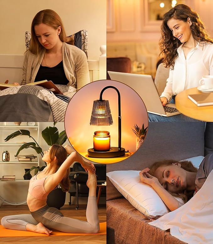No Flame Scented Candle Warming Candle Warmer Lamp with Timer Electric Candles Wax Warmers Glass Lamps for Jar Candles Burner Adjustable Height and Dimmable Light Modern