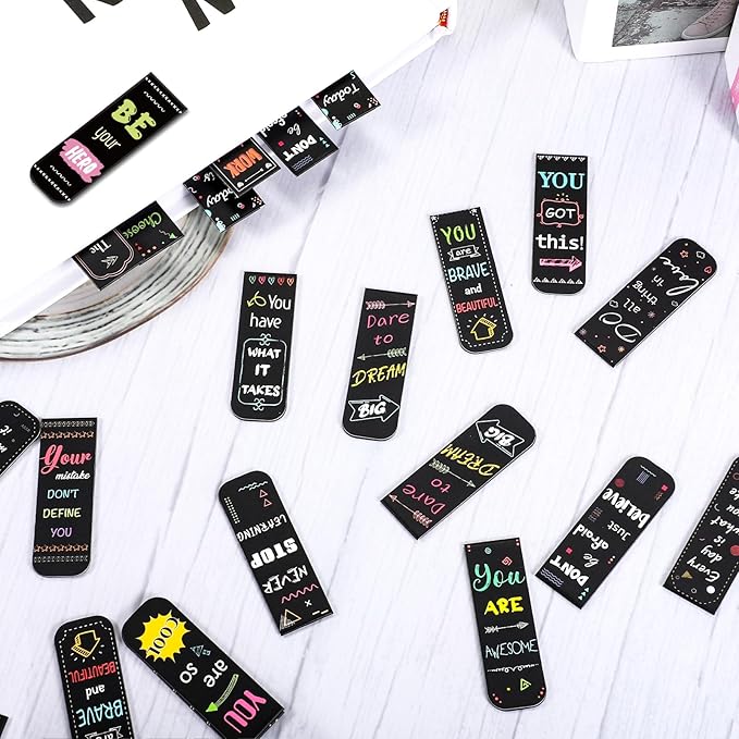 48 Pcs Magnetic Bookmarks, 24 Styles Inspirational Magnet Book Markers Motivational Encouraging Magnetic Page Clip for Women Student School Reading Gifts