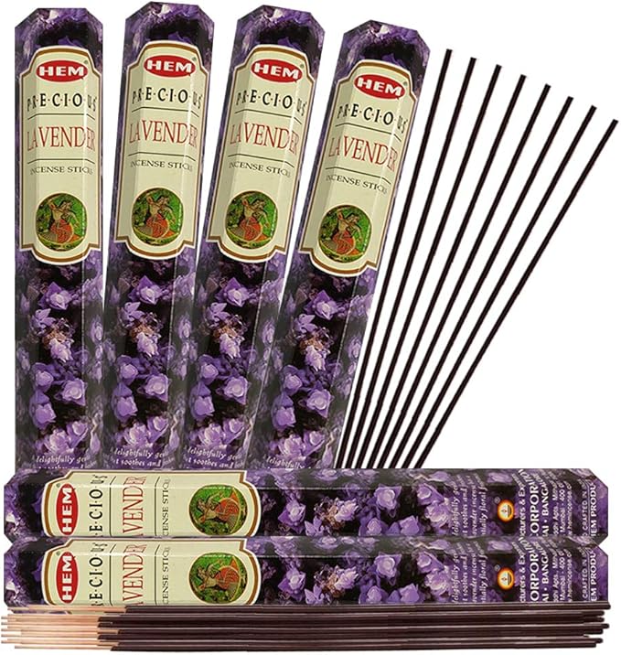 TRUMIRI Incense Stick Holder Bundle with Hem Precious Lavender 20g Incense Sticks - Pack of 6 (Approx 120 Sticks)