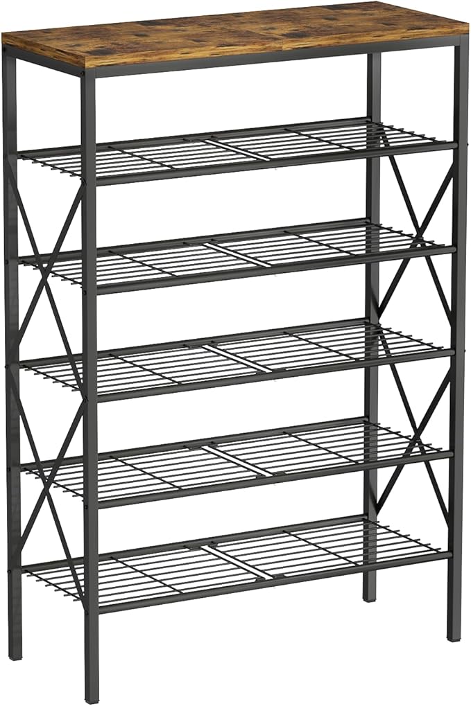 6 Tiers Metal Shoe Rack,Large Capacity Shoe Rack Holds 24 Pairs of Shoes, Durable and Stable, Adjustable Metal Shelf Stackable Shoe Shelf for Entryway, Hallway, Living Room, Closet