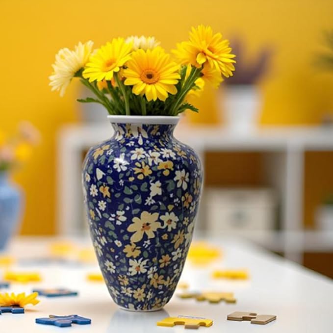 3D Puzzle Vase Unique Flower Vase for Adults Made by 120 Curved Plastic Puzzle Pieces, Vases for Flower Home Creative Gift for Parents & Housewarming