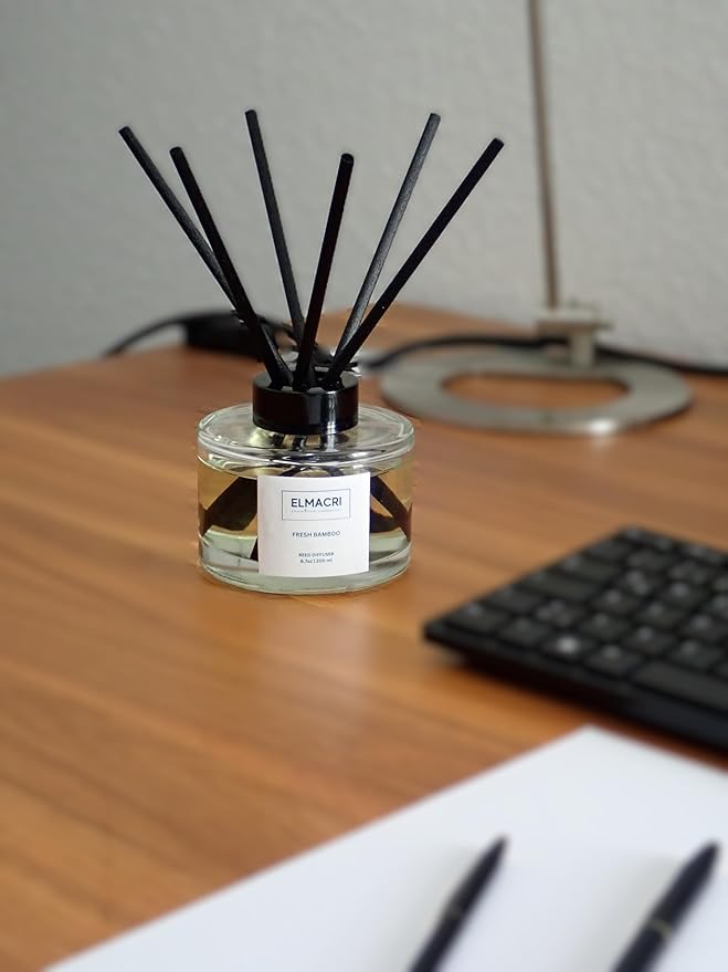 Reed Diffuser, 6.76 fl oz (200ml) - Fresh Bamboo Scent Diffuser for Home, Office, Bathroom - Elegant Home Fragrance with Diffuser Sticks