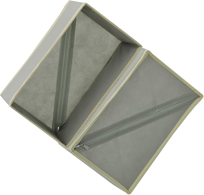 Socks Drawer Organizer Set of 3 Pack Light Grey, Underwear Dividers, Closet Cabinet Wardrobe Dresser Storage Boxes for Panties Stockings Leggings Baby Clothes