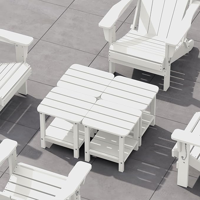 SERWALL Double Adirondack Side Table Set of 4, End Table- White