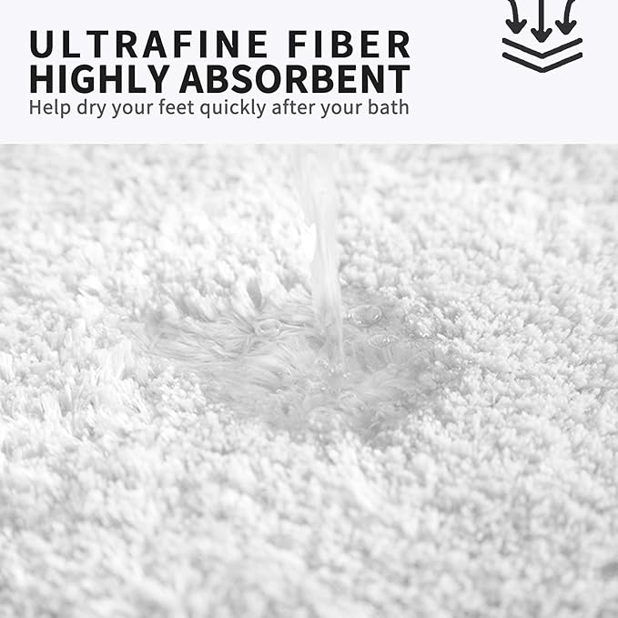 FIFU Bathroom Rugs 24" W x 36" L, Bath Mat for Bathroom, Bedroom, Laundry Room & Kitchen, Non-Slip Rubber Latex Backing, Extra Soft and Absorbent Microfiber Carpet, Machine Washable Rug, White