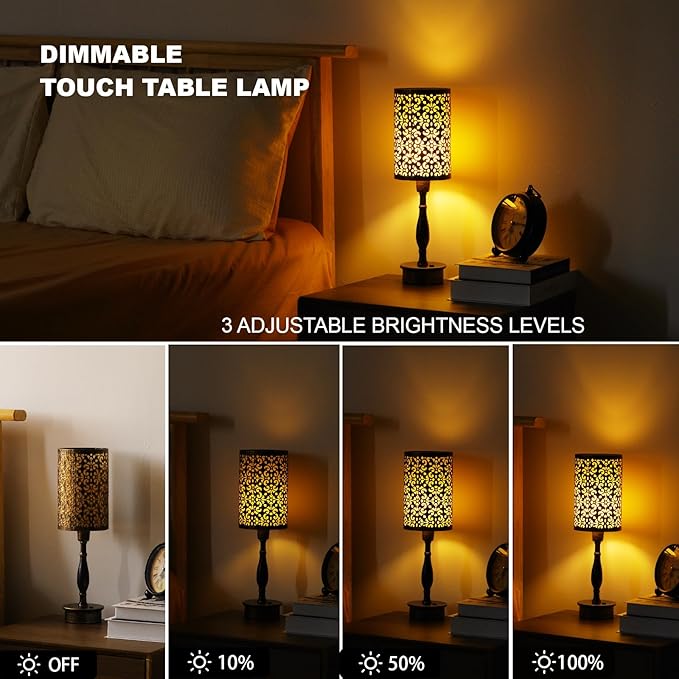 UMEXUS LED Rechargeable Cordless Table Lamp with Dimmer, Small Battery Operated Lights, Touch Nightstand Lamp, Vintage Bronze Ambient Lighting Home Living Room Side End Entryway Table Outdoor Patio