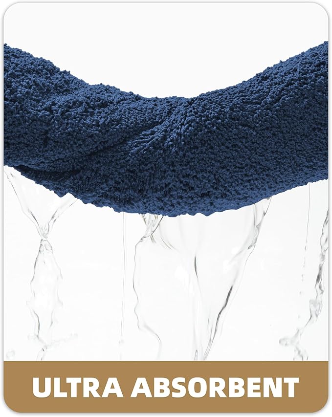 Color&Geometry Standard Sized Bath Rugs Non Slip Washable, 20"x31.5" Absorbent Navy Blue Bathroom Rugs, Soft Bath Mats for Bathroom Floor, Shower, Bathtub, Laundry