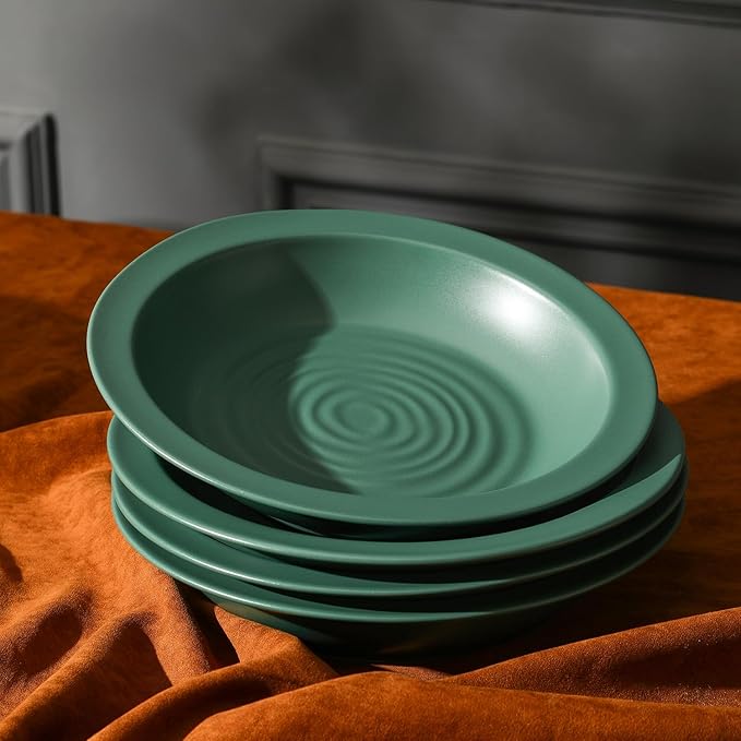 Stone Lain Orbit 4-Piece Pasta Bowl Set Stoneware, Green