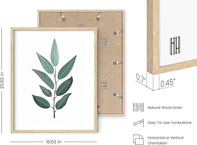 HAUS AND HUES Green Plant Art Print Set of 4-16x20 - Framed Beige
