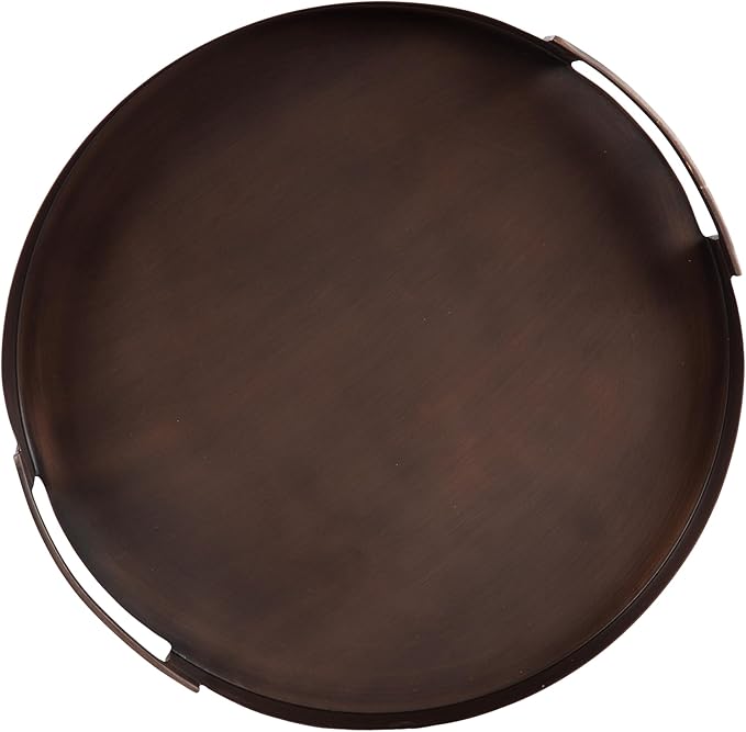 Kate and Laurel Myo Transitional Metal Round Tray, 15 Inch Diameter, Bronze, Modern Glam Circular Decorative Serving Tray with Handles for Use as Living Room Ottoman Table or Entryway Tray Decor