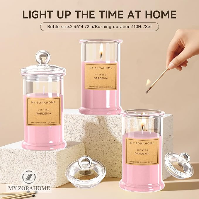 Aromatherapy Candles, Scented Candles for Home As a Holiday Candle Gift for Your Lover, Family, Elder, Friends and Colleagues (Set of 3 - Gardenia)