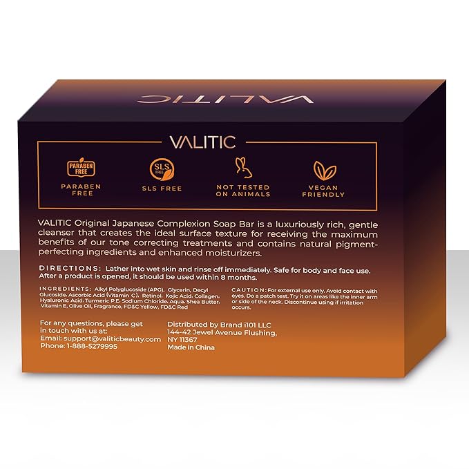VALITIC Kojic Acid Dark Spot Remover Soap Bars with Vitamin C, Retinol, Collagen, Turmeric - Original Japanese Complex Infused with Hyaluronic Acid, Vitamin E, Shea Butter, Castile Olive Oil - 5 Pack